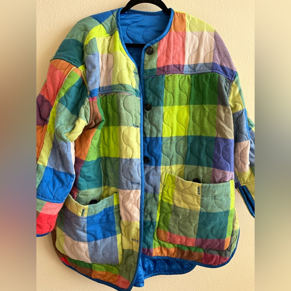 Quilted multicolored oversized jacket